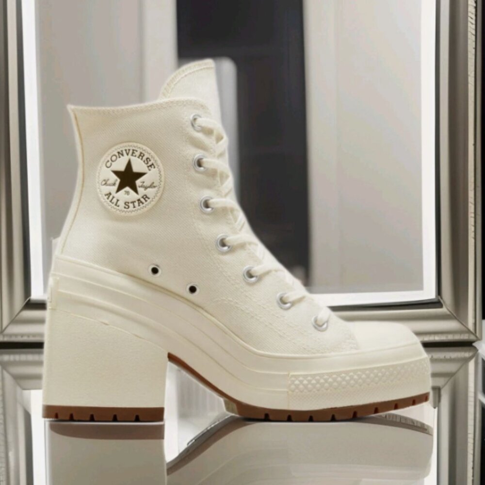 Women's Converse Chuck 70 De Luxe Heel - Egret/Egret/Black - Size 7